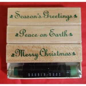 Christmas Greetings Rubber Stamps Vintage 1999 Hero Arts Holiday Crafts Unused